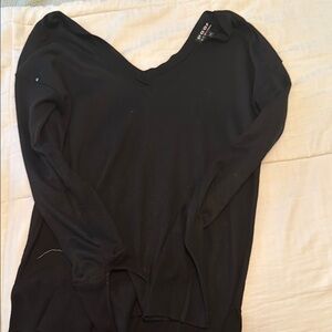 Black Fitted Long Sleeve Blouse